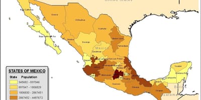 México mapa poboación